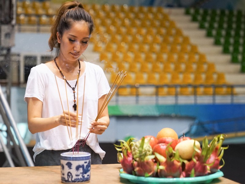 Khanh Thi met nhoai tren san tap cung Phan Hien, Chi Anh